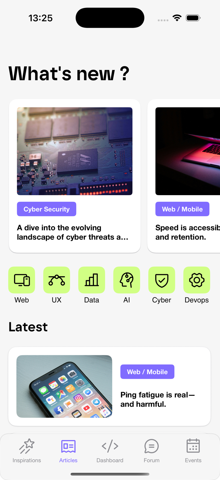 Articles home page