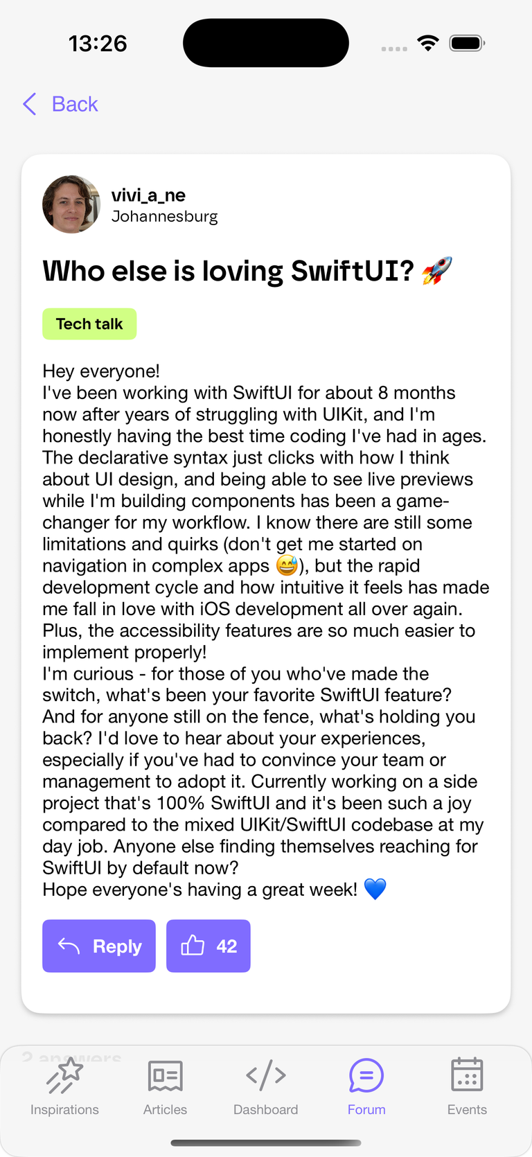 Single forum post