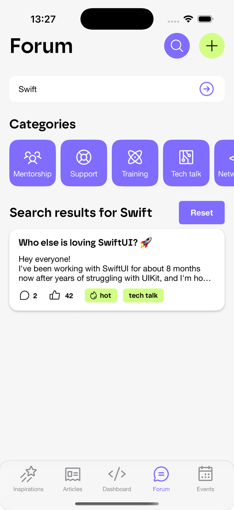 Text search result in posts