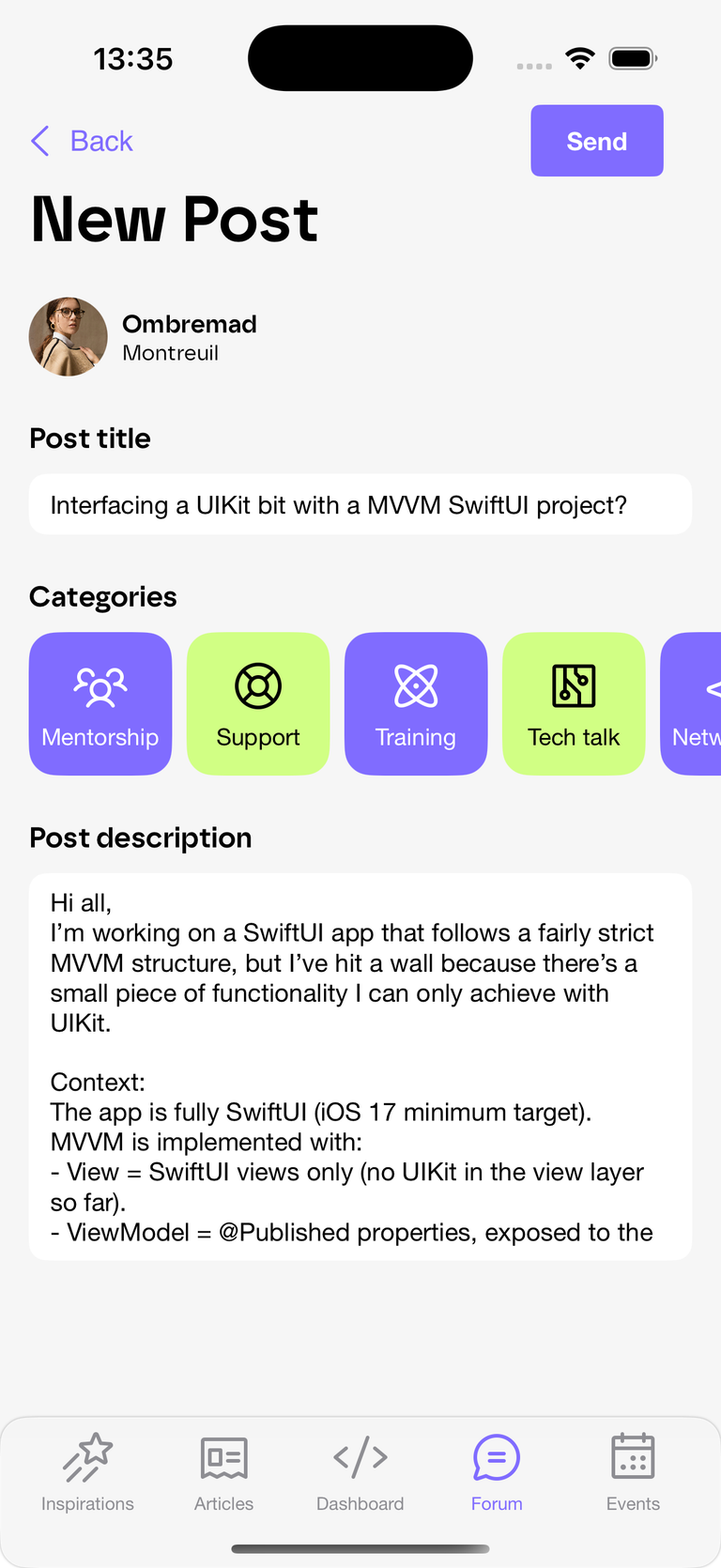 New post page