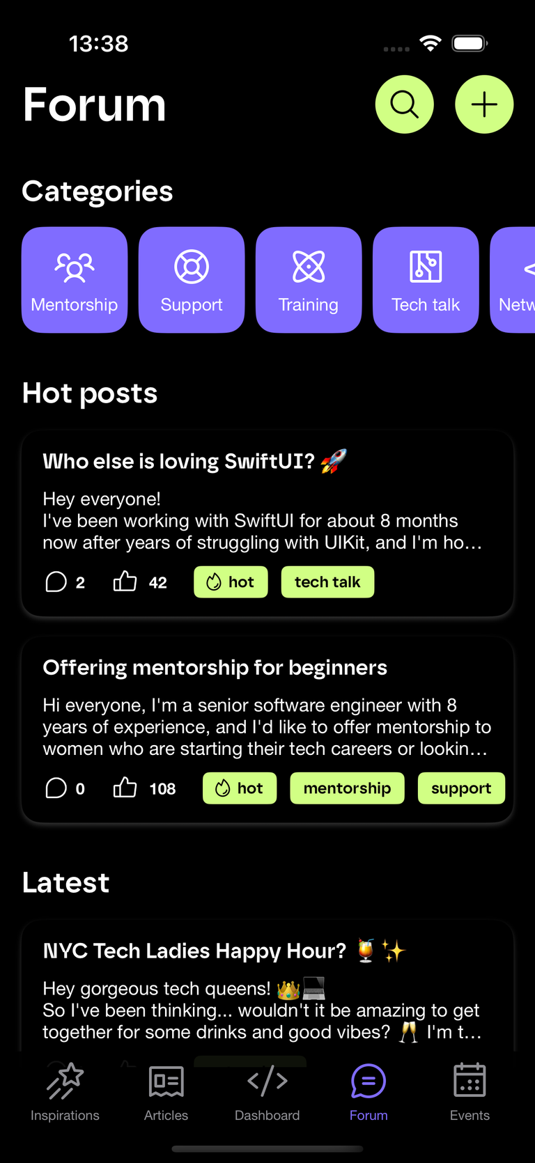 Forum in dark mode