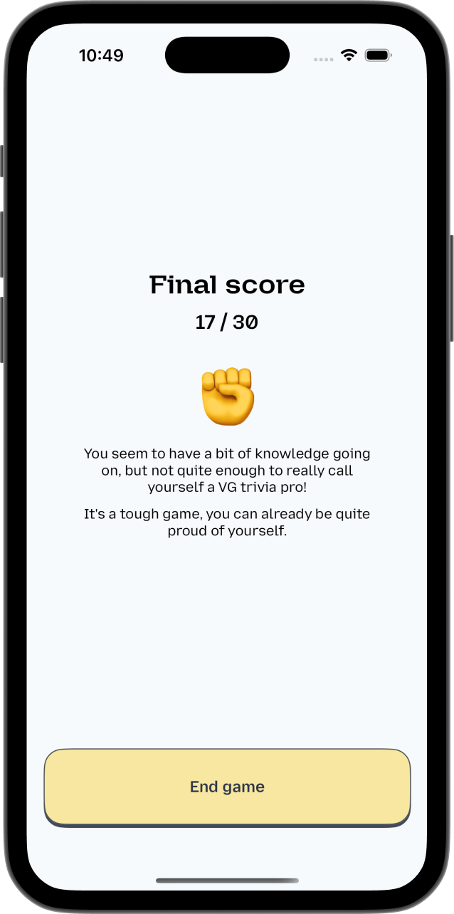 Result screen